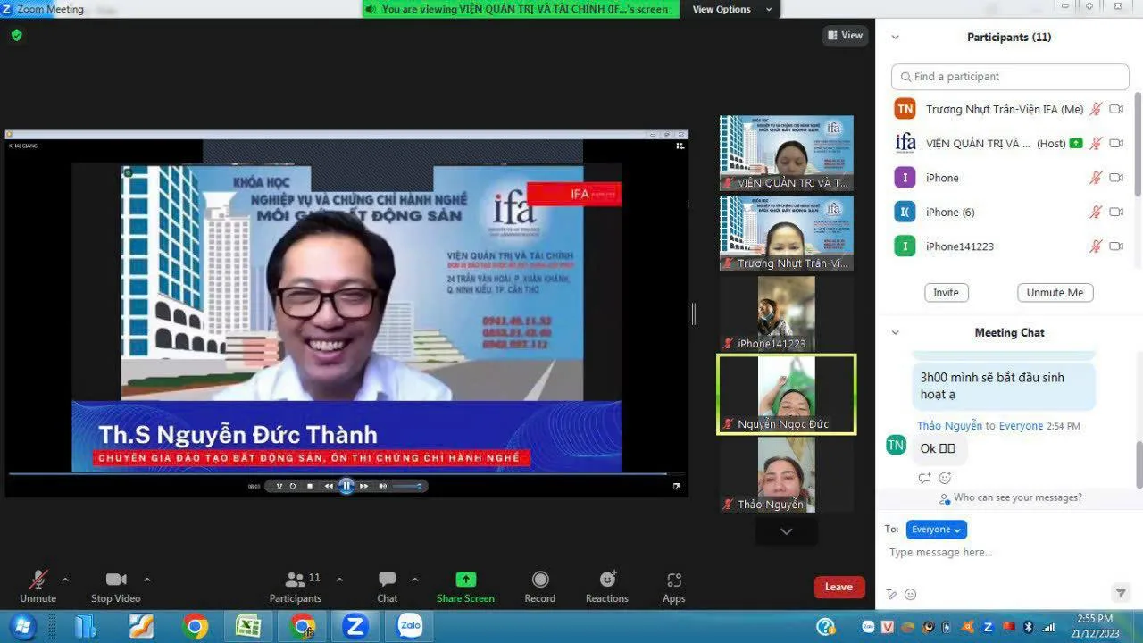 Khóa học Chứng chỉ Môi giới Bất động sản của IFA tổ chức (lớp học trực tuyến)