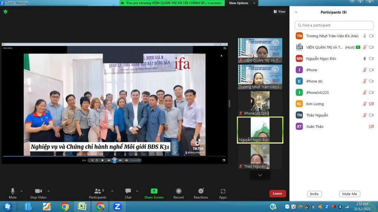 Khóa học Chứng chỉ Môi giới Bất động sản của IFA tổ chức (lớp học trực tuyến)