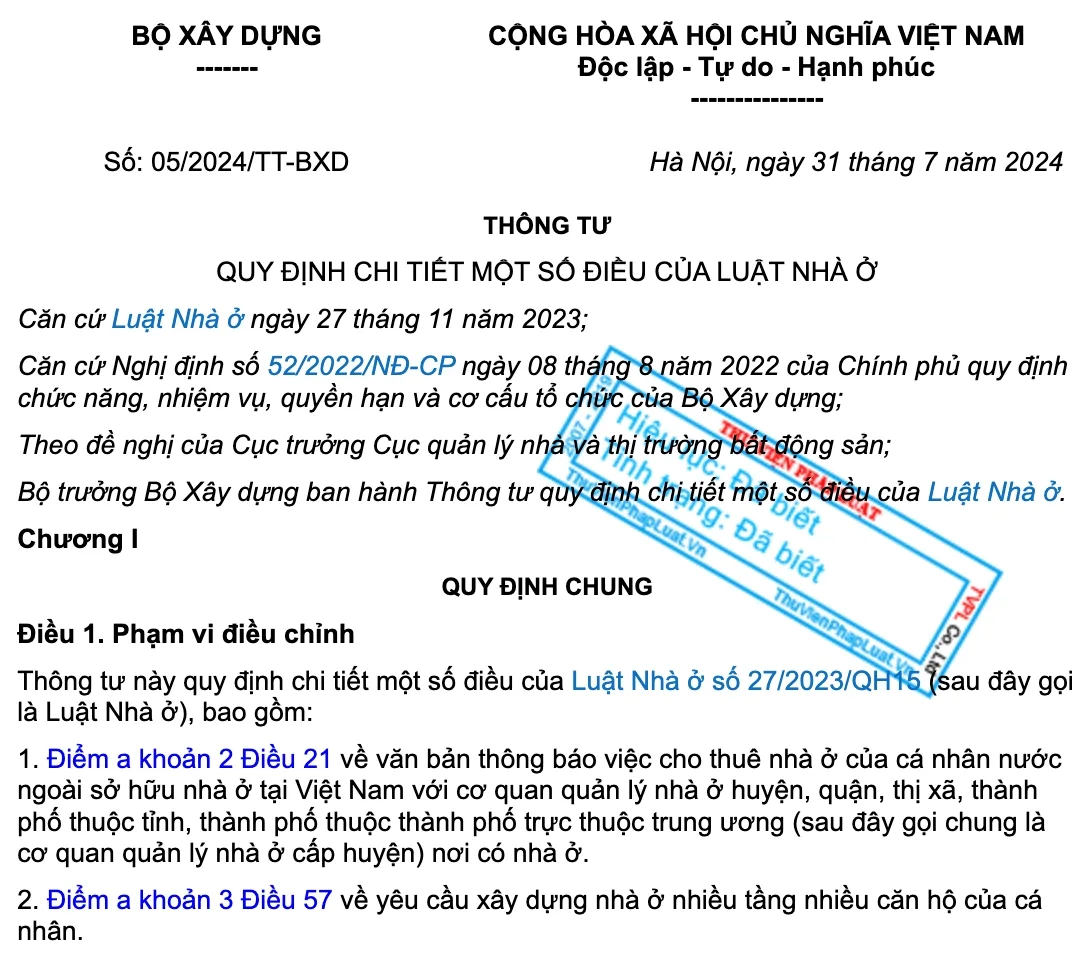 Thông Tư 05 Bộ Xây Dựng 