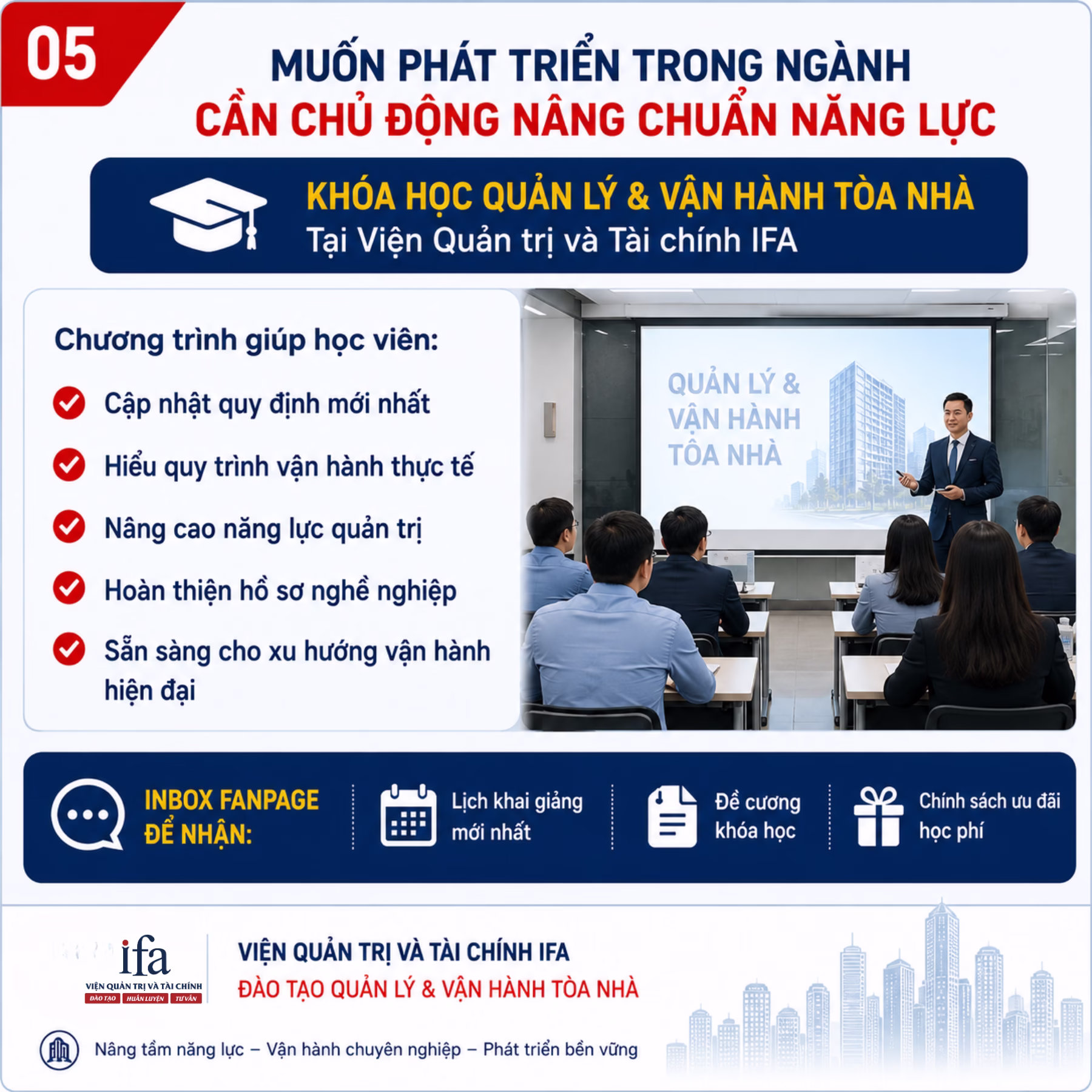 Vì sao ngày càng nhiều người tham gia các khóa đào tạo quản lý vận hành tòa nhà?