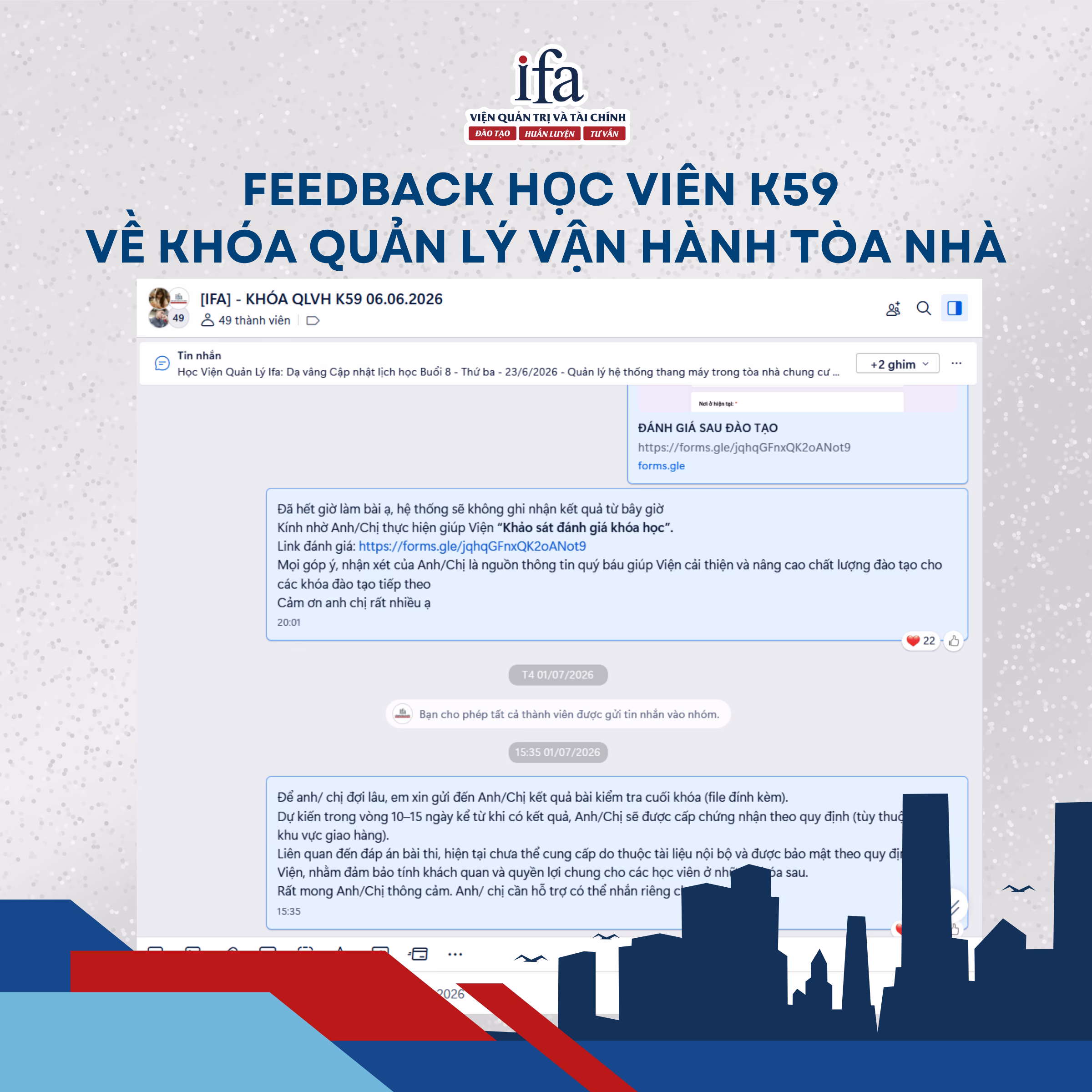 Những phản hồi tích cực từ học viên lớp K59